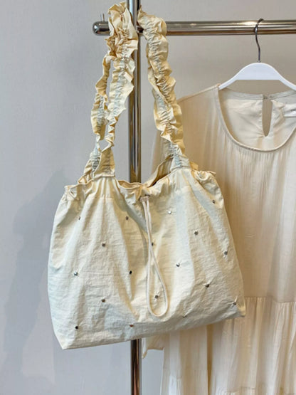 Studded Ruched Strap Handbag