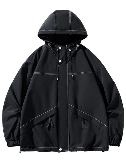Men's Plus Size Drawstring Hooded Jacket