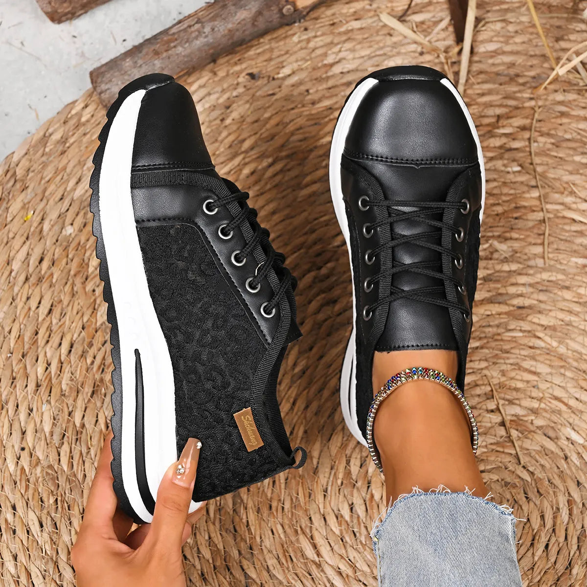Lace-Up Platform Sneakers