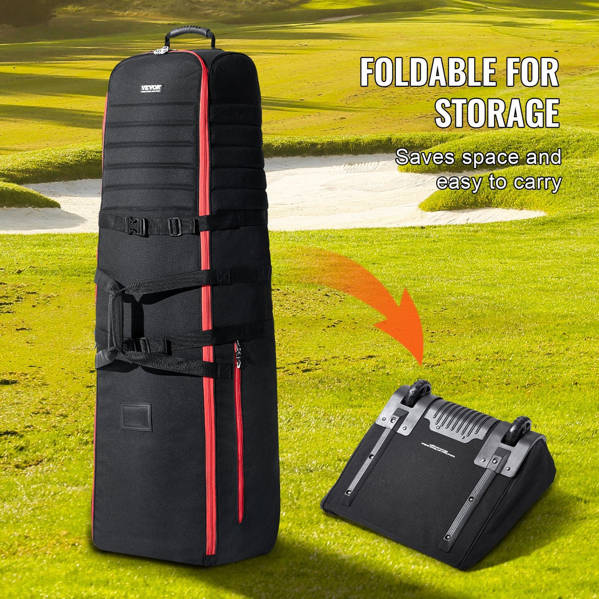 Golf Travel Bag, Outdoors Soft-Sided Golf Travel Cover Case, Heavy Duty Nylon Wear-Resistant, Padded Golf Luggage Case Cover With Wheels, Foldable Golf Club Storage Bag For Airlines