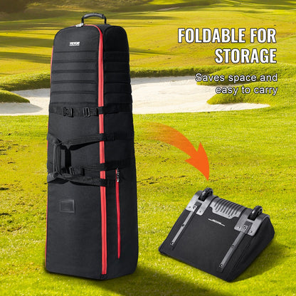 Golf Travel Bag, Outdoors Soft-Sided Golf Travel Cover Case, Heavy Duty Nylon Wear-Resistant, Padded Golf Luggage Case Cover With Wheels, Foldable Golf Club Storage Bag For Airlines