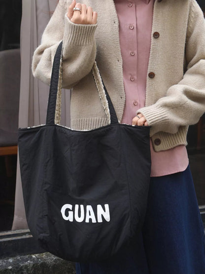 Reversible Striped Plush Tote Bag