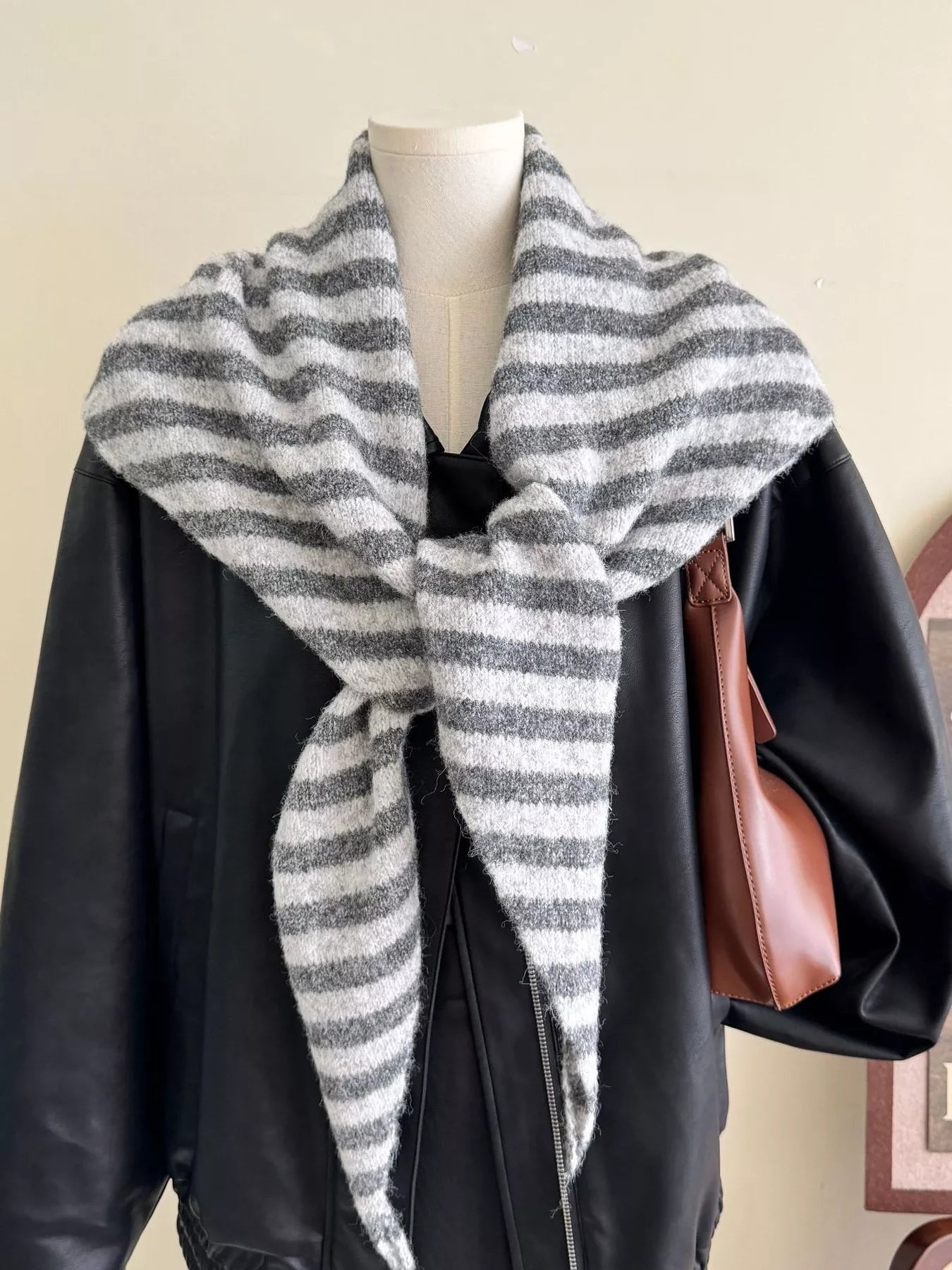 Striped Knitted Winter Scarf