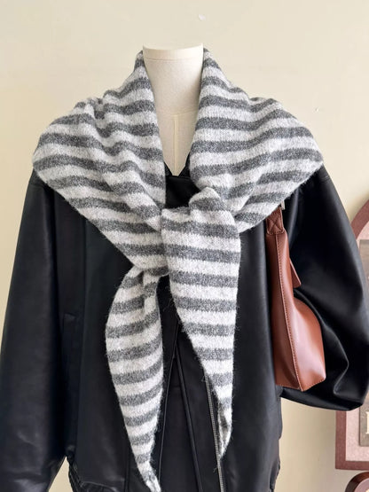 Striped Knitted Winter Scarf