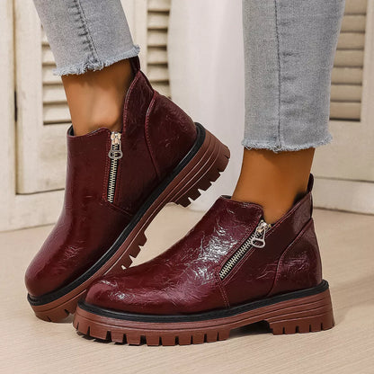Round Toe Block Heels Boots