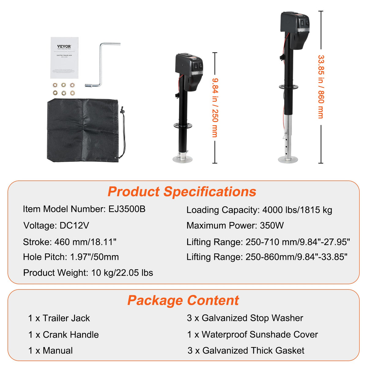 Electric Tongue Jack With Waterproof Cover