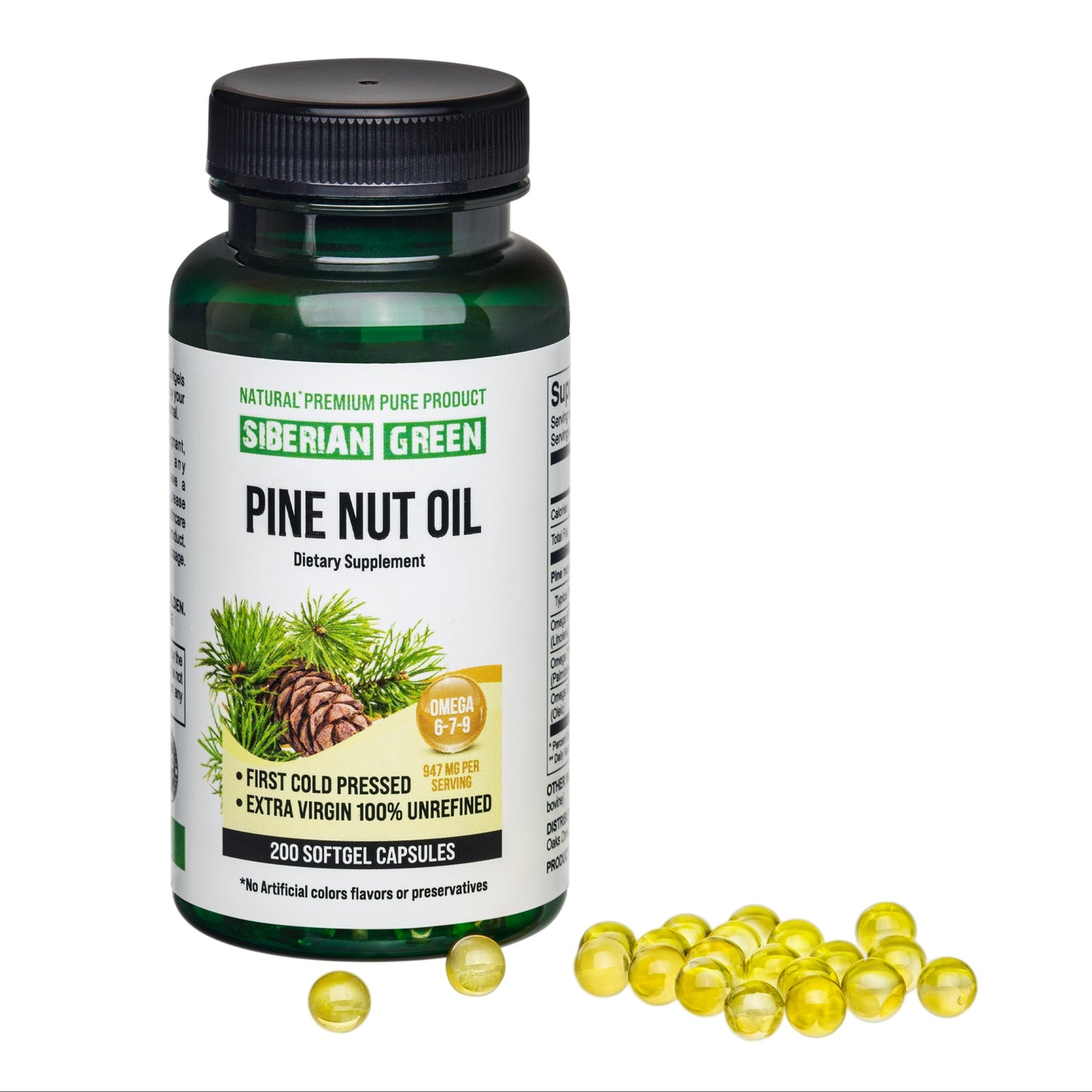 Siberian Green Pine Nut Oil Capsules – 200 Softgels