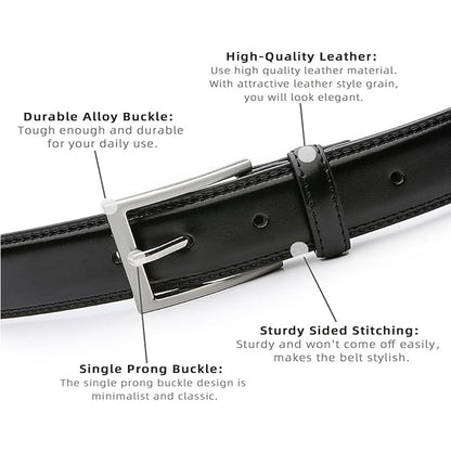 Black 100cm Womens Genuine Leather Dress Belt Classic Casual Belt With Single Prong Buckle For Jeans Pants Work And Business