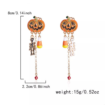Halloween Pumpkin Drop Chain Earrings