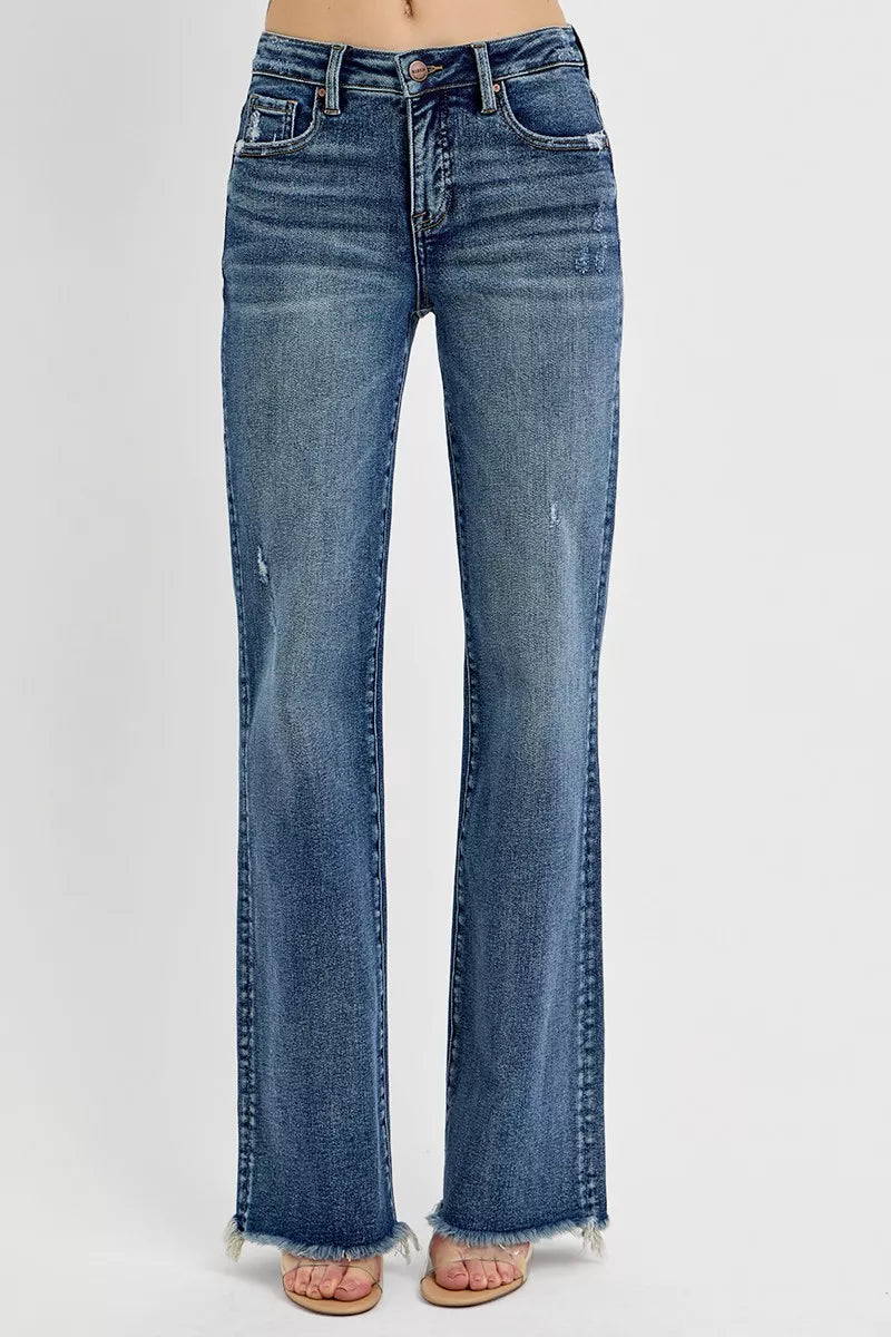 RISEN Full Size Tummy Control High Rise Long Straight Jeans Plus Size