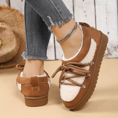 Lace Up Round Toe Platform Ankle Boots