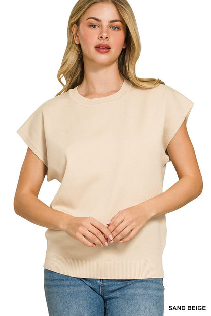 Zenana Viscose Round-neck Short Sleeve Sweater