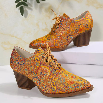 Point Toe Block Heels Ankle Boots