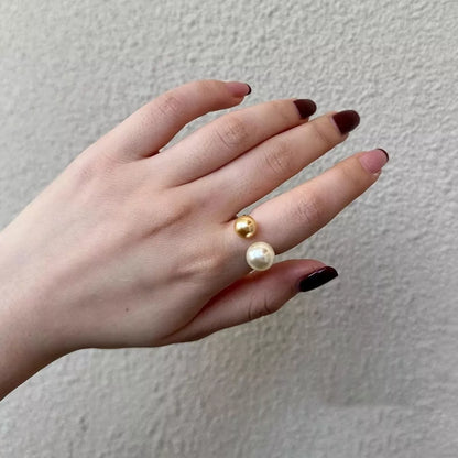 Double Pearl Open Ring