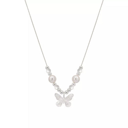 Butterfly Pearl Pendant Necklace