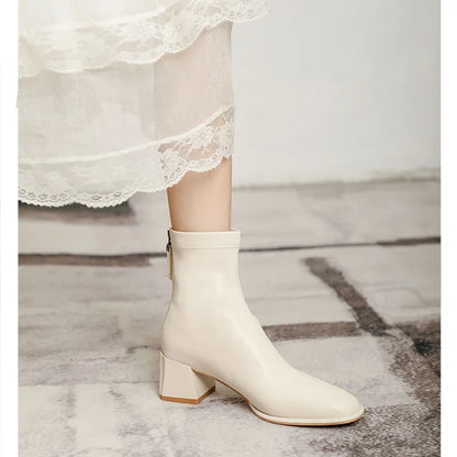 Round Toe Block Heels Boots