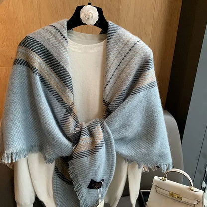 Raw Hem Plaid Scarf