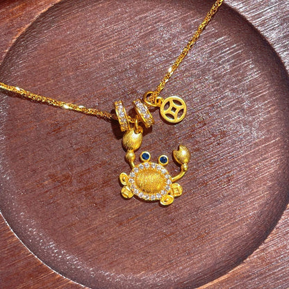 18K Gold-Plated Crab Pendant Necklace