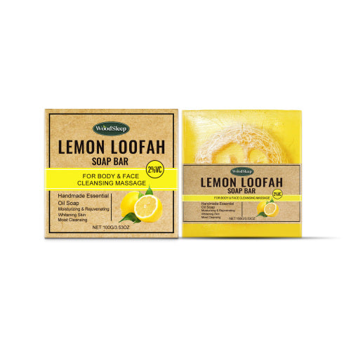 WoodSleep Loofah Lemon Essential Oil Soap Gently Cleanses Body And Skin With Refreshing Oil Control Treatment Soap