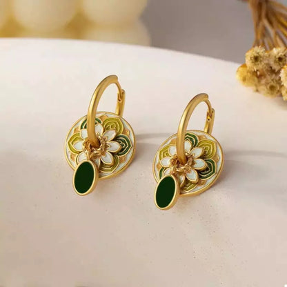 18K Gold-Plated Flower Hoop Earrings