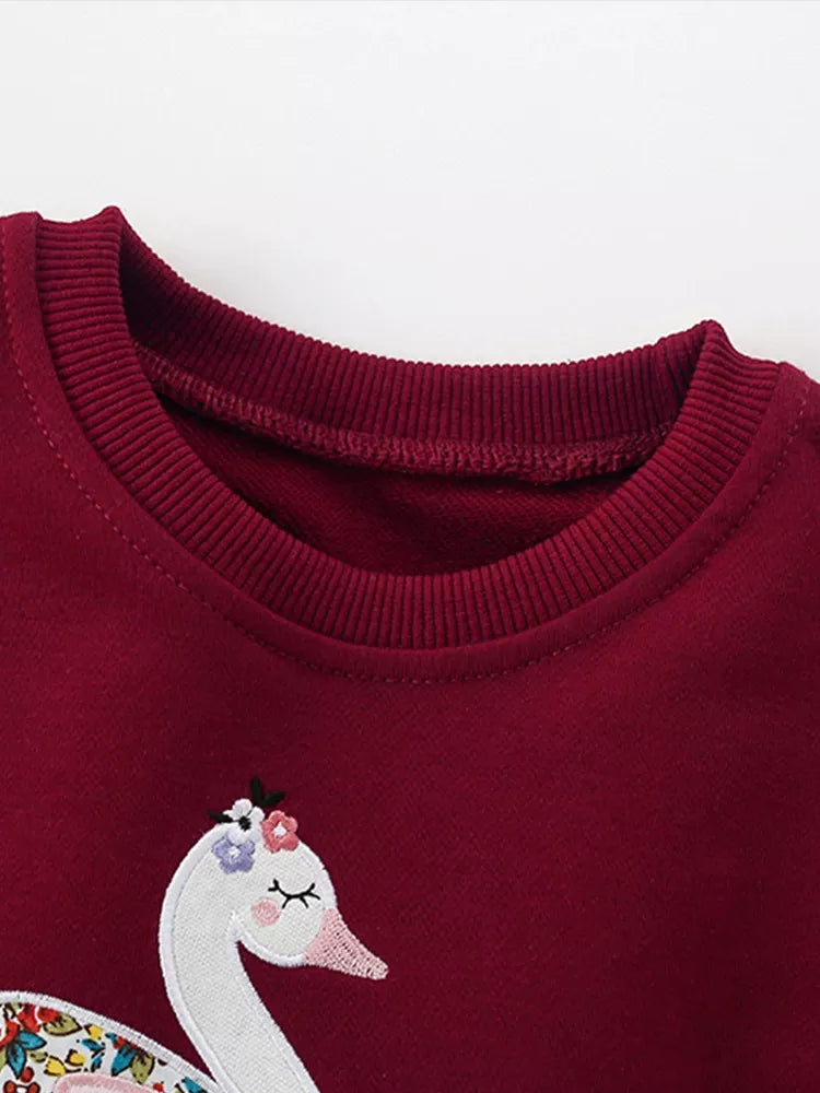 Children's Swan Embroidered Tulle Hem Sweatshirt