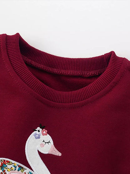 Children's Swan Embroidered Tulle Hem Sweatshirt