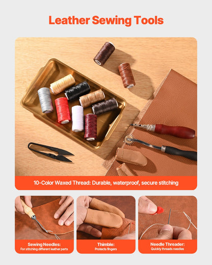 Leather Working Tools Kit, 38 PCS Leather Craft Tools With Portable Canvas Storage Bag, Engraving Punching Sewing Stamping Cutting Tools, Ideal For Beginners DIY Enthusiasts And Professionals