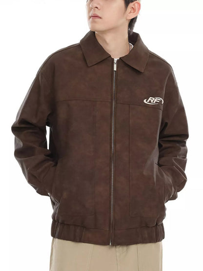 Men's Plus Size Wash Zip-Up Jacket