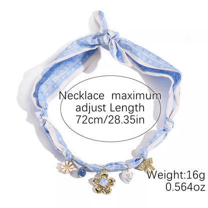 Ribbon Flower Charm Necklace