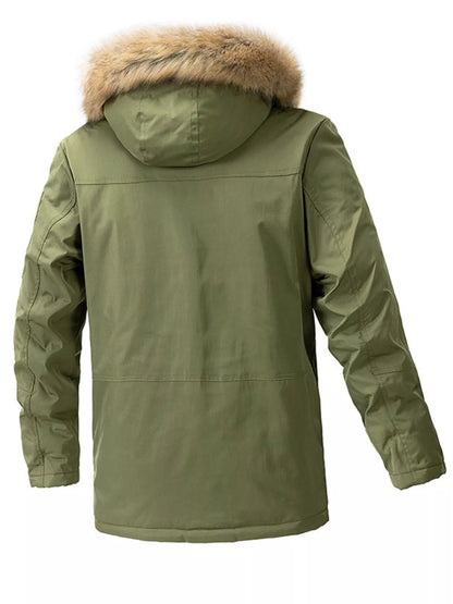 Men's Plus Size Fur Hooded Winter Parka Coat