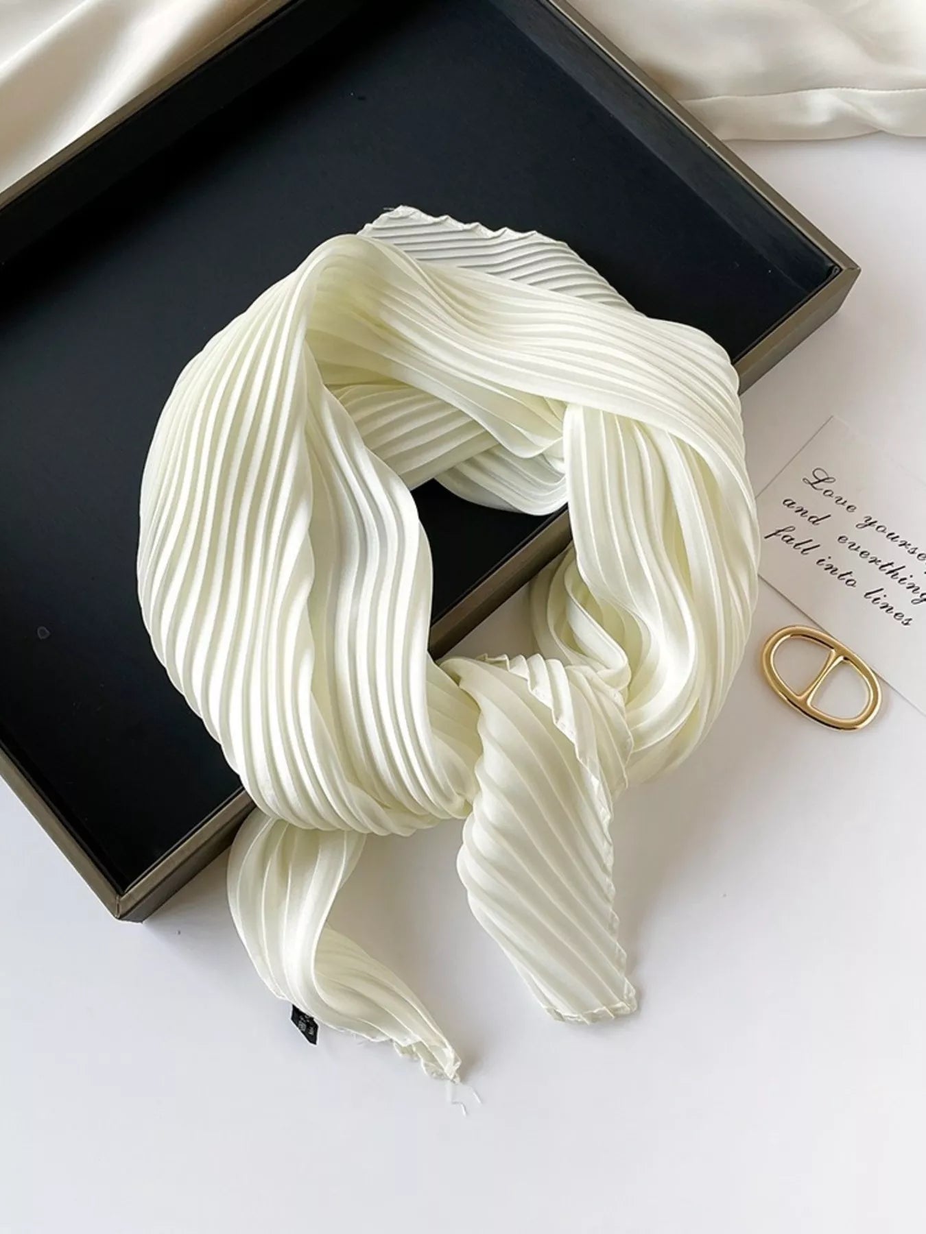 Pleated Satin Scarf