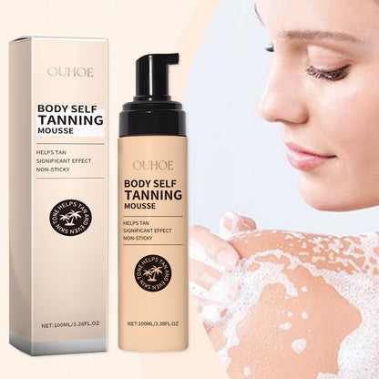 OUHOE Black Body Mousse Summer Tanning Bronzer Moisturizes And Equalizes Skin Tone With A Dark Mousse