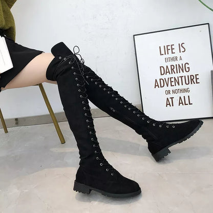 Lace-Up Over-the-Knee Boots
