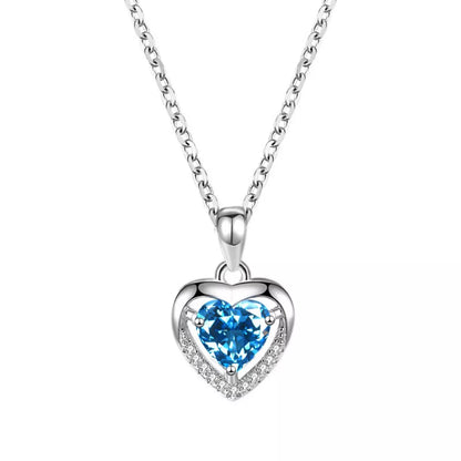 925 Sterling Silver Zircon Heart Necklace