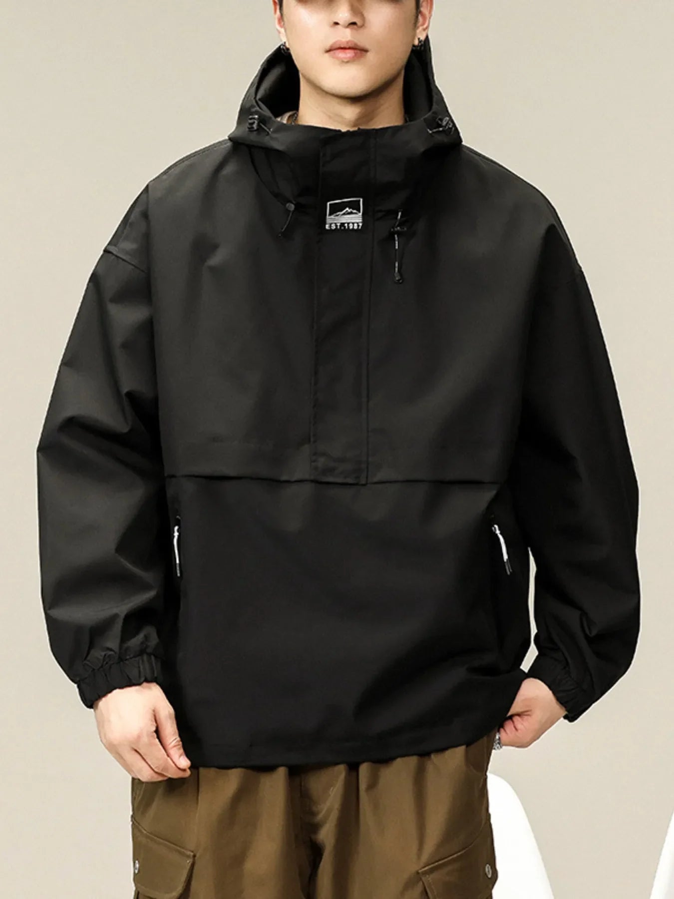 Men's Plus Size Hooded Windbreaker Jacket