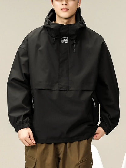 Men's Plus Size Hooded Windbreaker Jacket
