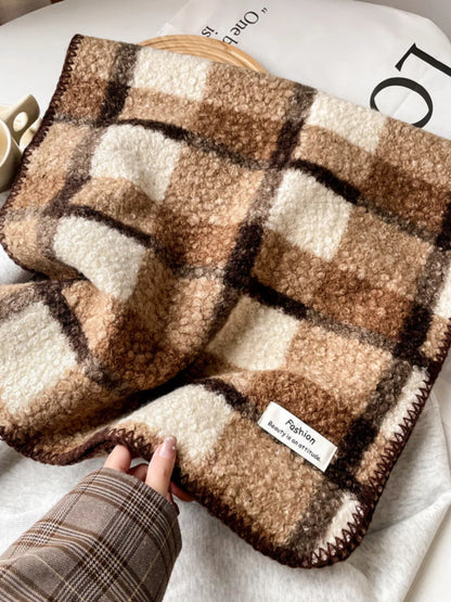 Cozy Plaid Knitted Scarf