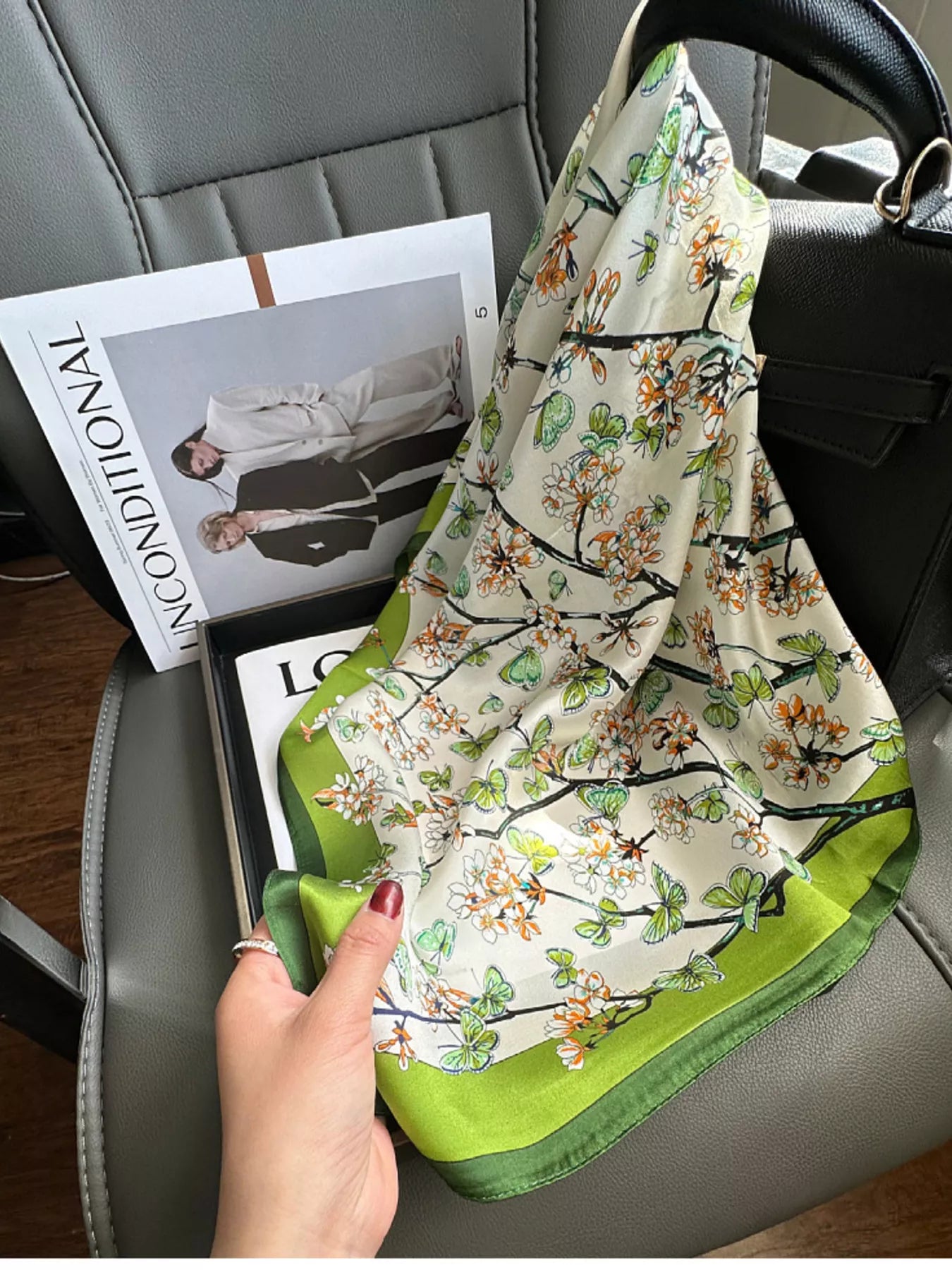 Floral Print Silk Scarf