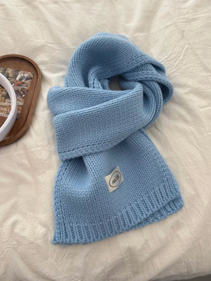 Solid Color Knitted Winter Scarf