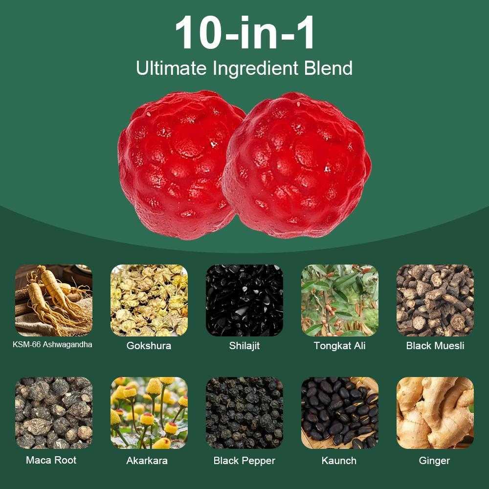 Xylitol Energy Gummies 4000mg High Concentration Mixed With Indian Ginseng, Malaysian Ginseng And Maca Root, Zero Sugar, Non-GMO, Improve Energy, Endurance And Concentration, 60 Capsules