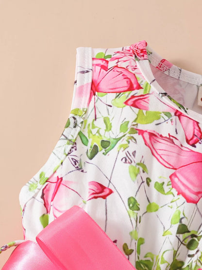 Children's Butterfly Print Sleeveless Dress with Cardigan Set