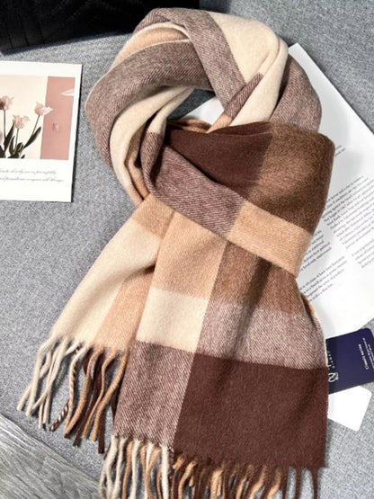 Plaid Scarf with Fringe