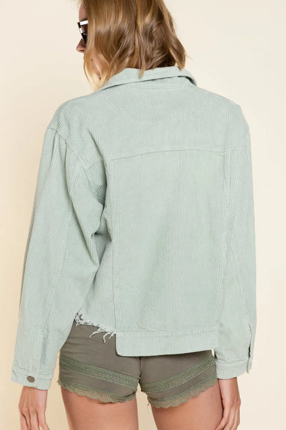 POL Button Down Corduroy Trucker Jacket