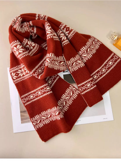 Winter Snowflake Pattern Knitted Scarf