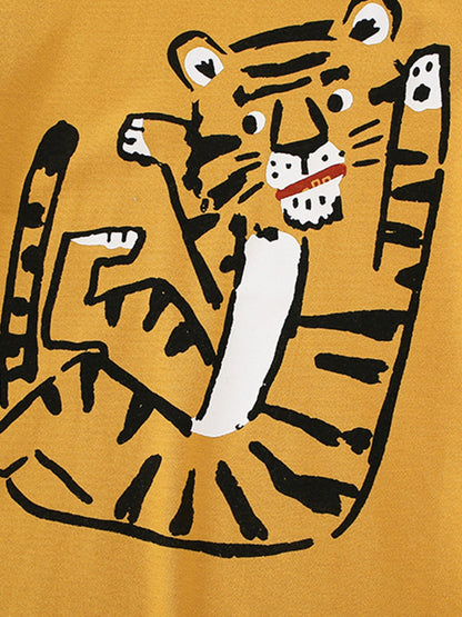 Children's Tiger Graphic Round Neck T-Shirt