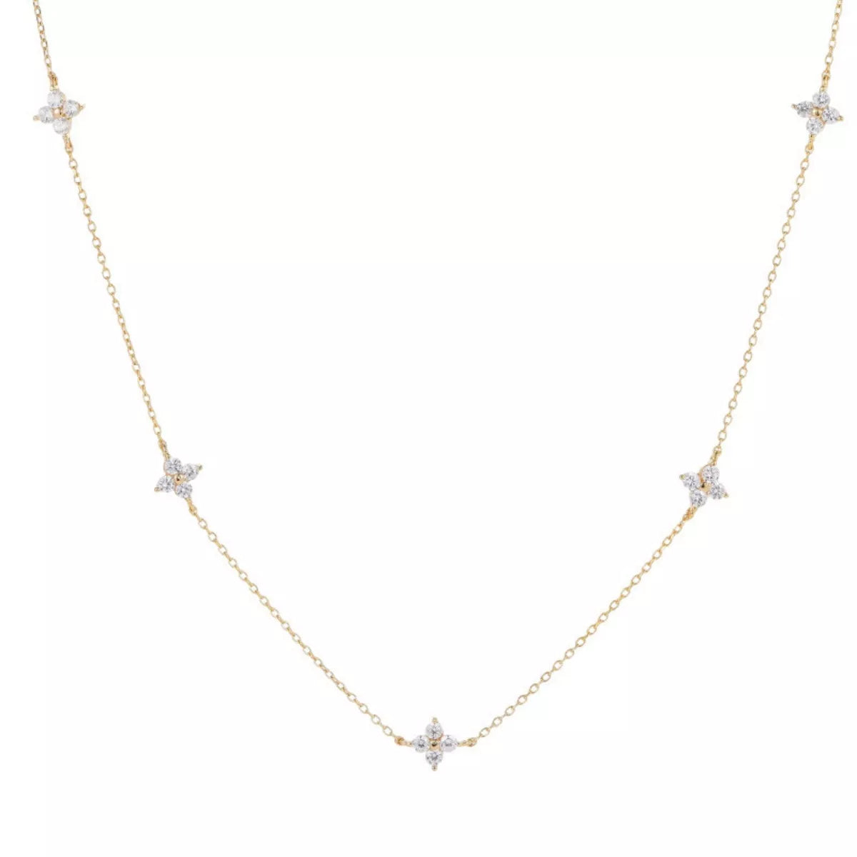 925 Sterling Silver Clover Charm Necklace