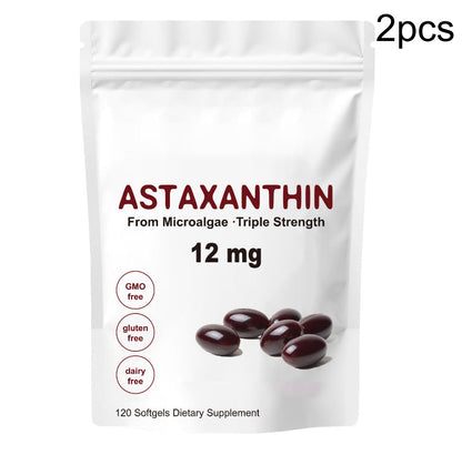 Astaxanthin 12mg Softgels - Triple Strength, From Microalgae, Antioxidant Support, Non-GMO, Gluten-Free & Dairy-Free, 120 Softgels