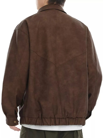Men's Plus Size Vintage Style Zip Up Jacket