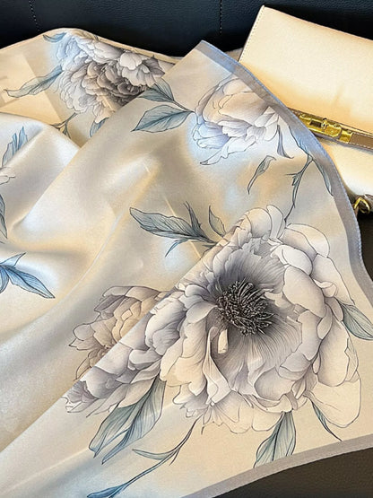 Floral Print Silk Square Scarf