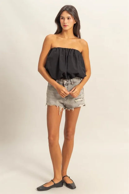HYFVE Trendy Strapless Bubble Top